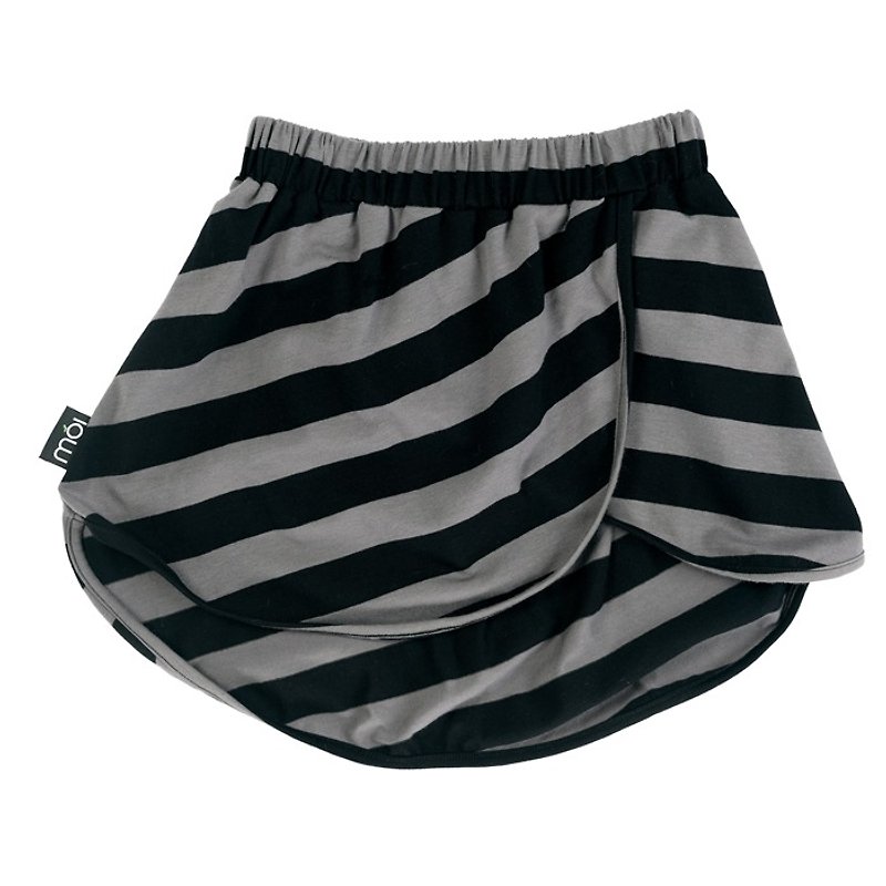 Mói Kids Iceland organic cotton children's clothing girls round skirt 2Y-12Y black and gray stripes sk1 - Pants - Cotton & Hemp Black