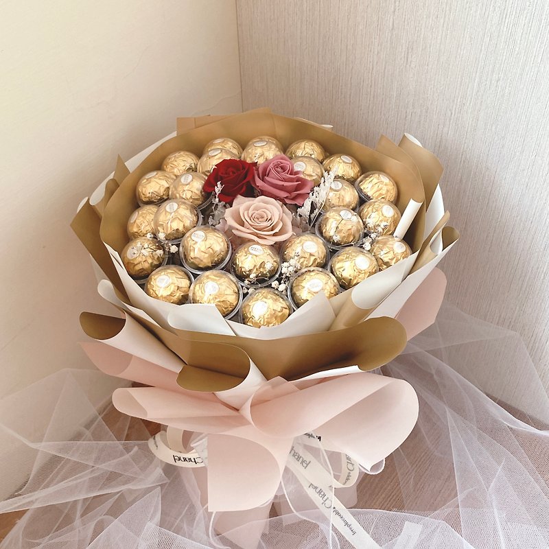 【Jinsha Bouquet】Eternal Rose Gold bouquet is only available for pick-up in the studio at yuflorist - ช่อดอกไม้แห้ง - พืช/ดอกไม้ หลากหลายสี