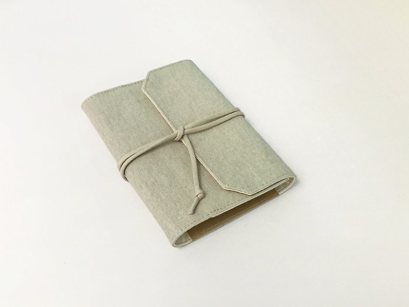 A6 strap type cloth book clothing__light grass ash__*can be washed*a pen plug * a pocket - Notebooks & Journals - Cotton & Hemp Gray