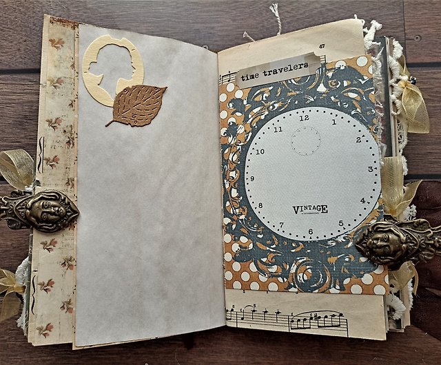 Vintage treasure junk journal handmade Vintage things notebook
