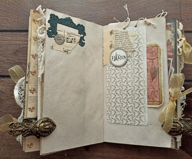 Vintage treasure junk journal handmade Vintage things notebook