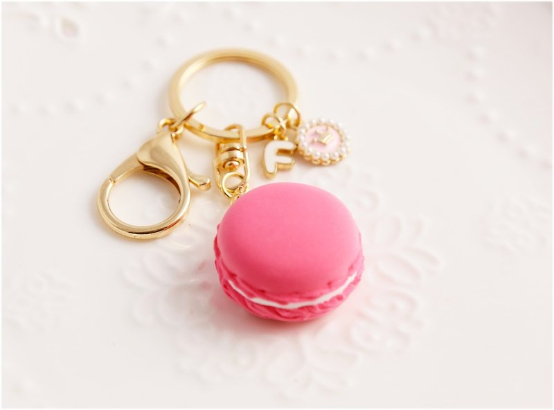 Macaron Charm Bridesmaid Gift Graduation Gift Customized English Name Colorful Peach - พวงกุญแจ - โลหะ 