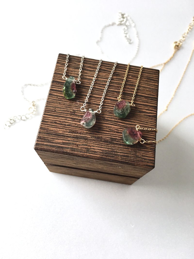 Water melon  Tourmaline  Necklace  SV925、14kgf - ネックレス - 半貴石 ピンク