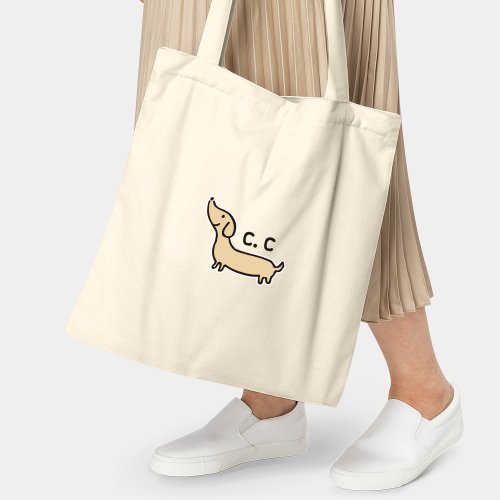 PIXO.STYLE 【客製化禮物】 臘腸狗 文字可客製化 購物袋 肩揹包 帆布袋 036