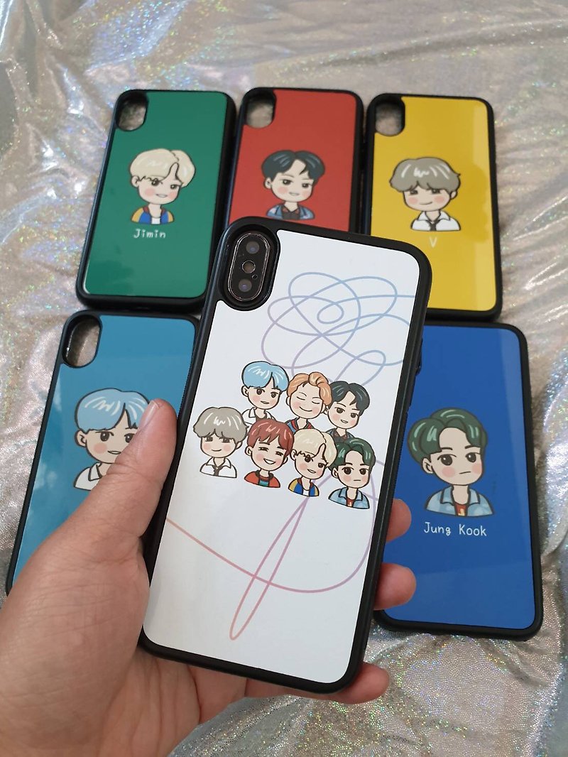 Customized Q version of the mobile phone case [Meat Bun Idol] Fan area painter like Yan painted hand-painted portrait gift - Phone Cases - Other Metals Silver