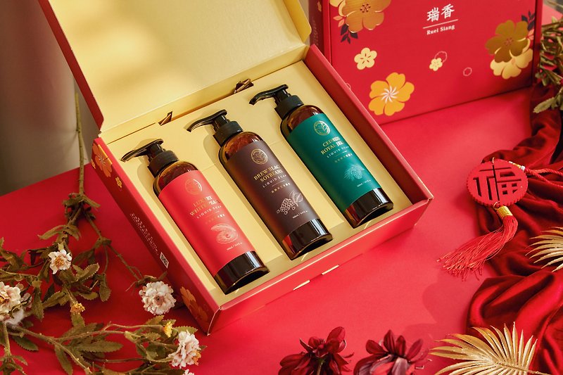 [Selected Gift Box] Huakai Wealth Liquid Soap 3-piece gift box + free travel set - Soap - Other Materials 