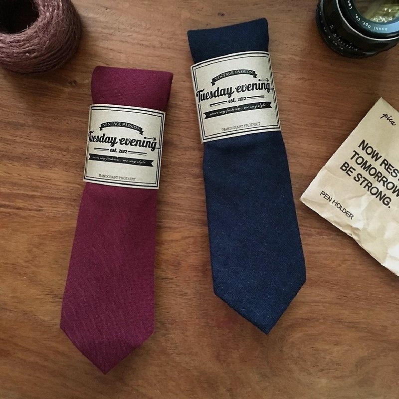 Neck Tie Red | Deep Navy Blue - Ties & Tie Clips - Cotton & Hemp Multicolor