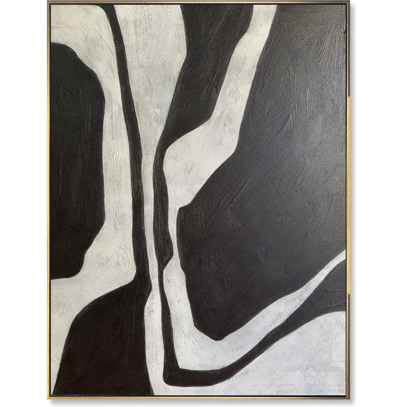 Abstract Black And White Painting On Canvas Minimalist Wall Art Original Artwork - 壁貼/牆壁裝飾 - 壓克力 黑色