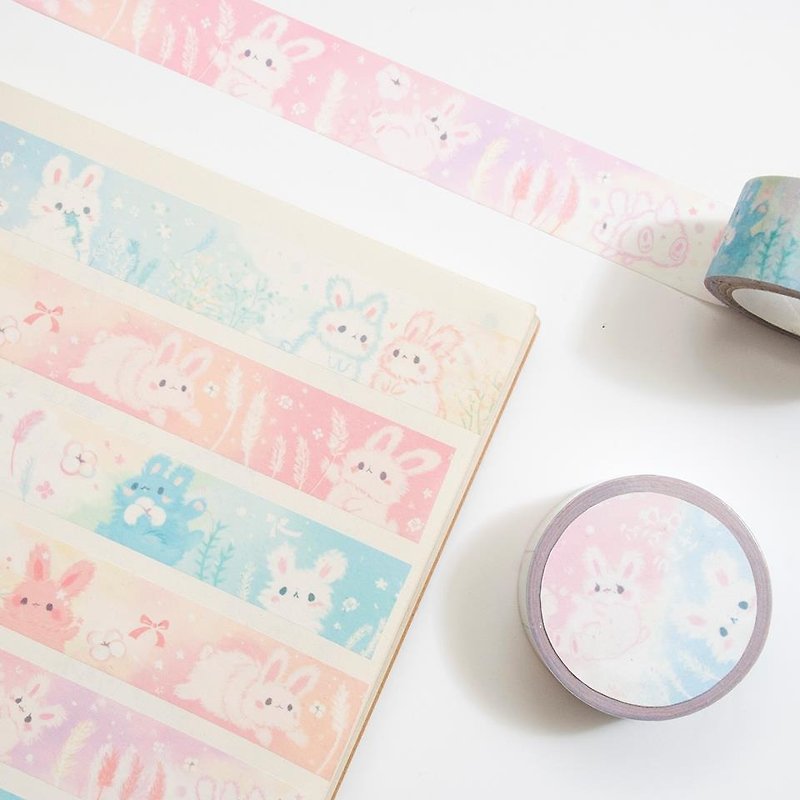 Fluffy Bunny _ Masking tape - Washi Tape - Paper Pink