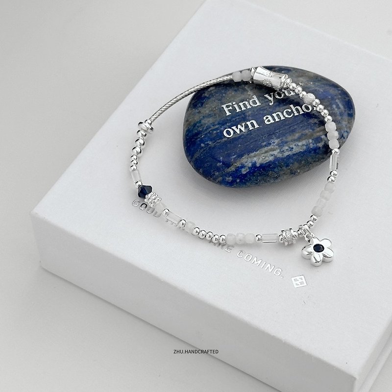 Zhu.handcrafted__Zen Garden __Sterling Silver__Simple/Natural Stone - Bracelets - Sterling Silver 