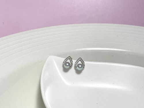 Athena珍珠設計 水滴 akoya 真多麻 天然海水珍珠 銀耳環
