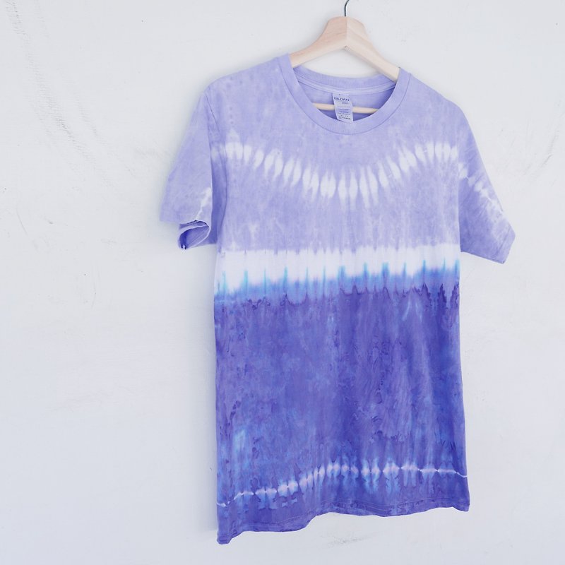 :Purple wave: Tie dye/T-shirt/Garment/Custom size/Men/Women - เสื้อฮู้ด - ผ้าฝ้าย/ผ้าลินิน สีม่วง