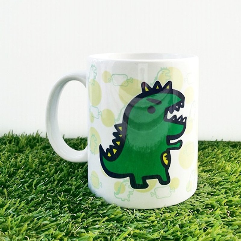 1212 Fun Design QQ Cute Mug-Little Dinosaur - แก้วมัค/แก้วกาแฟ - เครื่องลายคราม สีเขียว