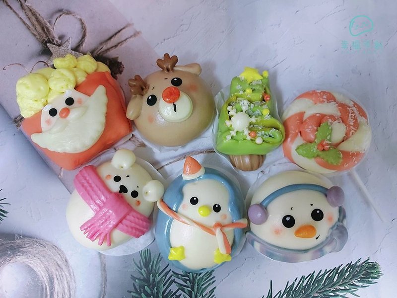 Christmas Character Steamed Buns Gift Box, Christmas Limited Edition, Gift Exchange, Christmas Gift Box, Christmas, Set of 7 - Bread - Fresh Ingredients 