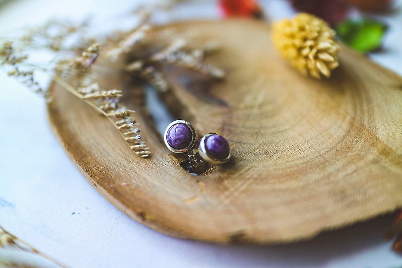 CGCI Chuangen crystal | Aristocratic Goddess | Purple Dragon Crystal Earrings | 925 Sterling Silver - ต่างหู - เครื่องประดับพลอย 
