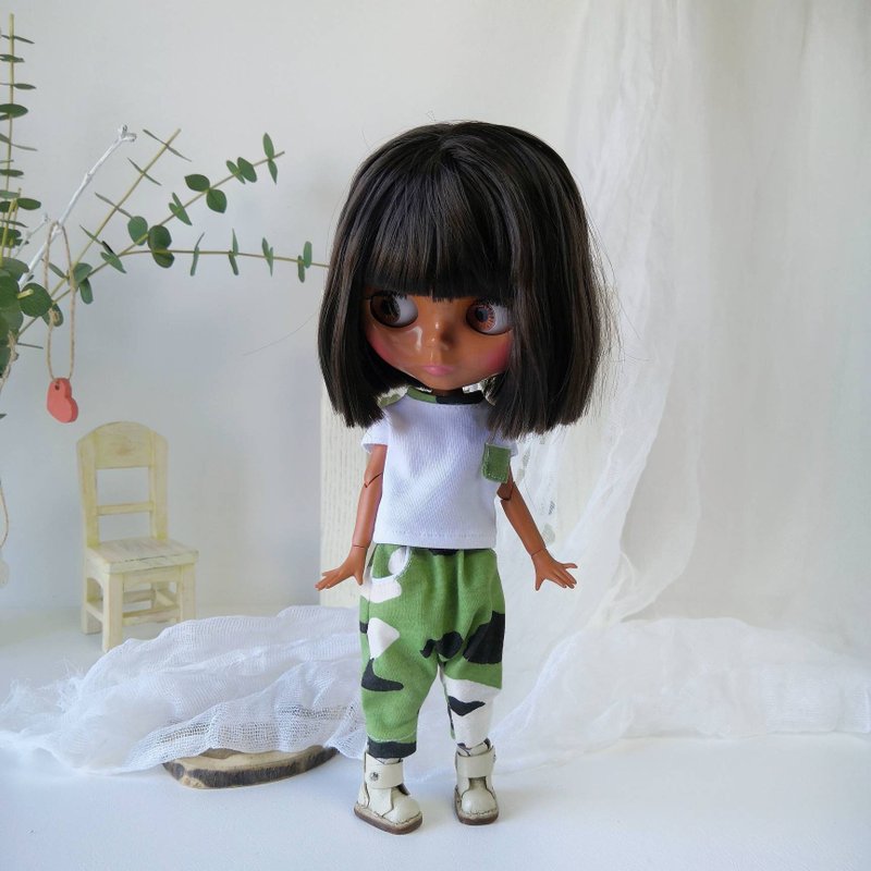 Blythe doll clothes set, pants doll, Blythe doll t-shirt, shoes Blythe doll - 公仔/玩偶 - 棉．麻 
