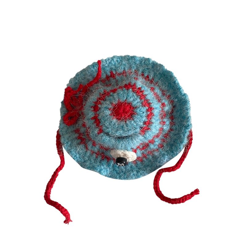 Single item, red sky blue stripe hat : 10cm doll-only - 公仔/玩偶 - 其他材質 藍色