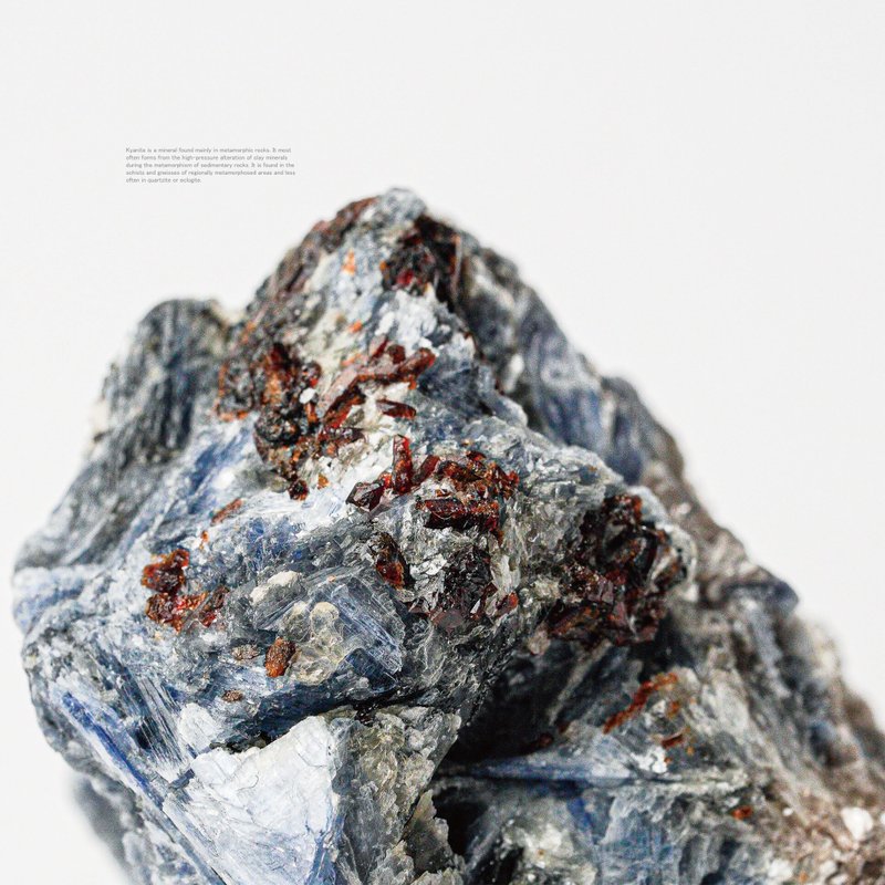 巴西-藍晶石共生紅石榴 - 擺飾/家飾品 - 水晶 藍色
