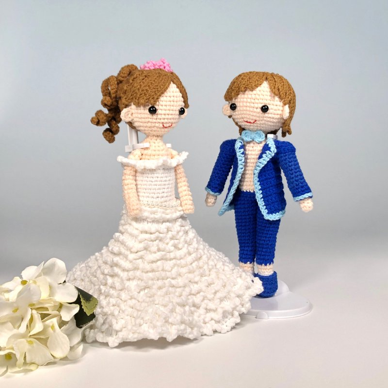 客製結婚公仔  婚禮娃娃 結婚禮物 婚禮擺設 婚禮裝飾 (自選顏色) - 擺飾/家飾品 - 聚酯纖維 白色