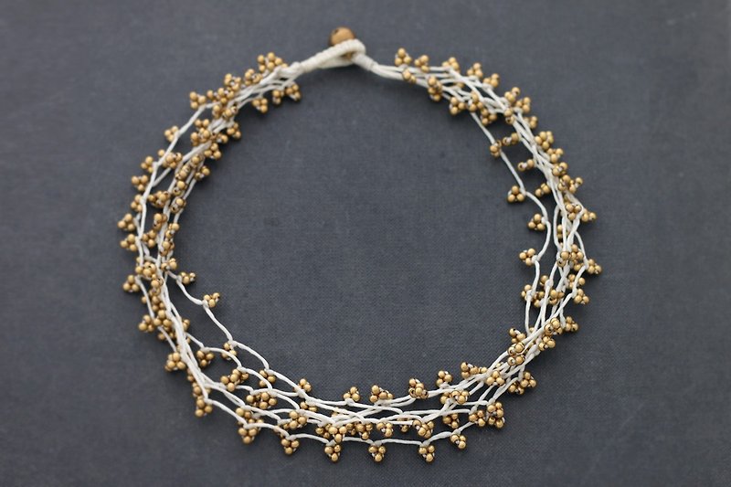 White Brass Knotted Necklaces Binding Nature Form Woven - สร้อยคอ - ผ้าฝ้าย/ผ้าลินิน ขาว