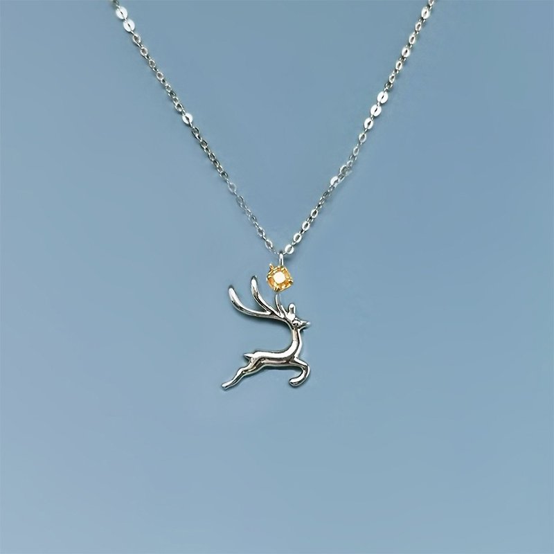Yellow Diamond Series | Deer Pendant (with 18K Gold Necklace) - สร้อยคอ - เครื่องประดับ 