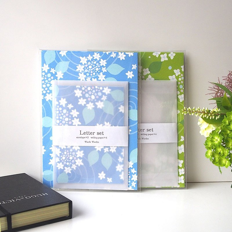 紫陽花のレターセット - 封筒・便箋 - 紙 ブルー