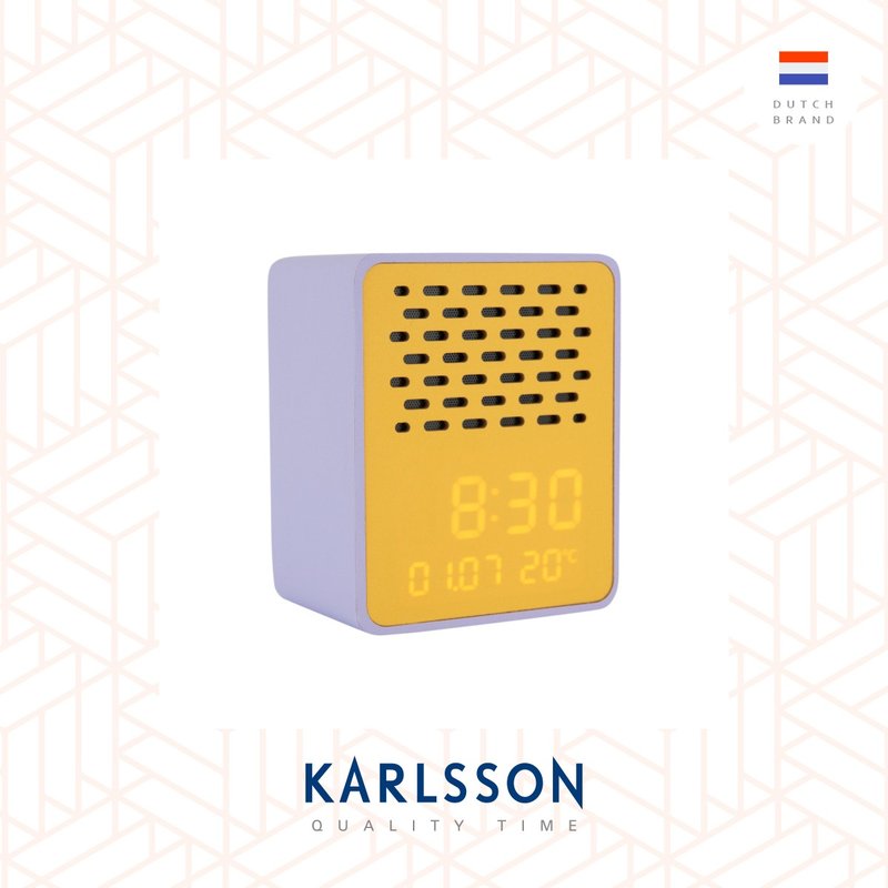 Karlsson、オランダ、Funky Vibesイエロー/紫色の取り外し可能な LED ディスプレイ スピーカー 多機能時計 - 時計 - 木製 イエロー