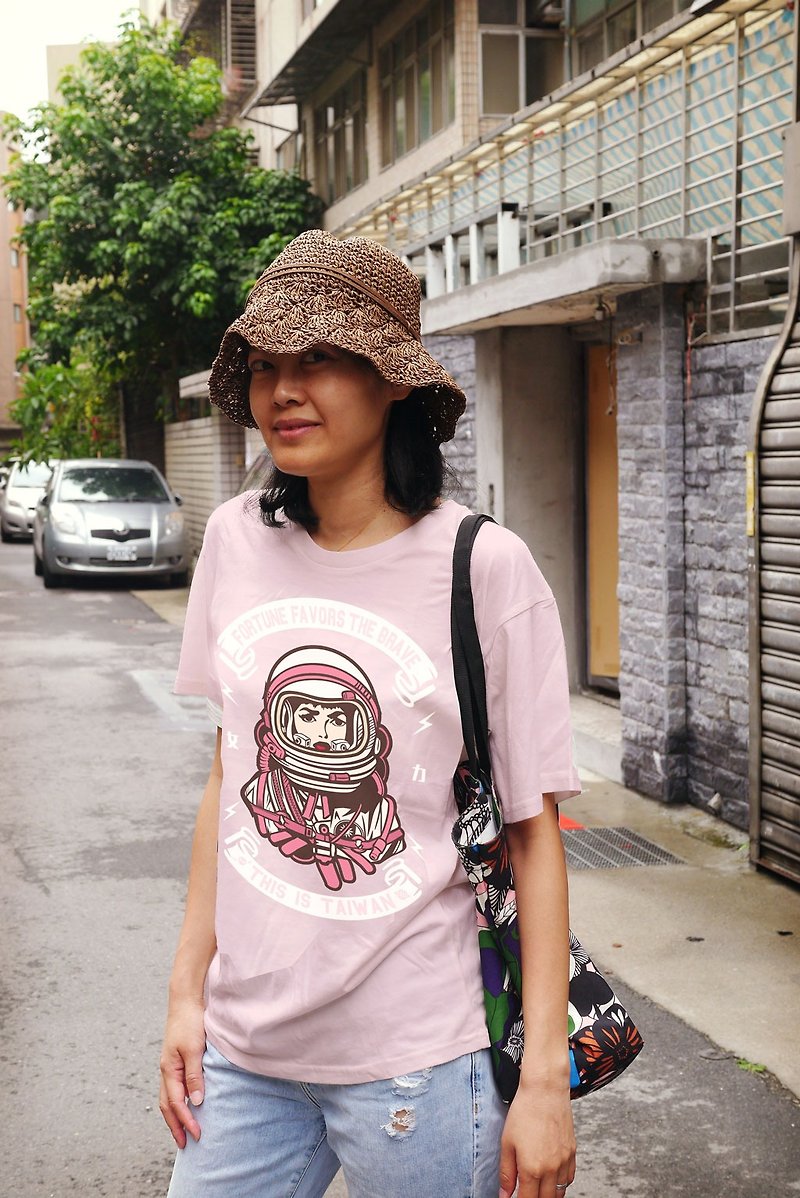 Fun really Taiwan T-shirt female original - เสื้อฮู้ด - ผ้าฝ้าย/ผ้าลินิน สึชมพู