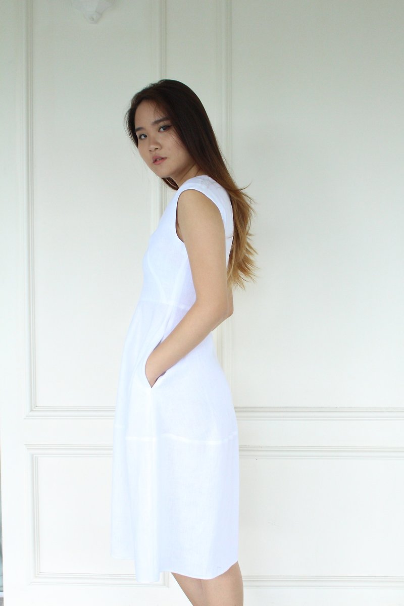 women linen dress, long linen dress, comfortable women dress, soft linen E46D - ชุดเดรส - ลินิน 