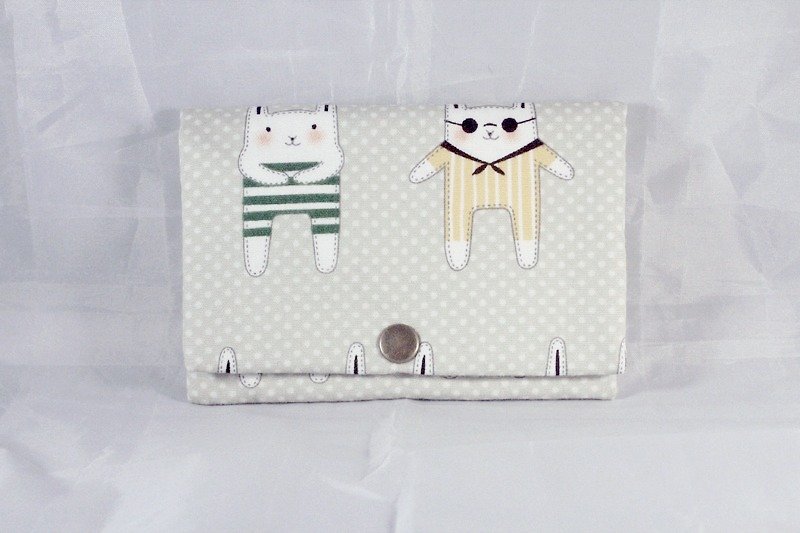 Multilevel purse - green background white rabbit dot party - Coin Purses - Other Materials Green