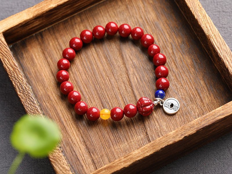 天然原礦硃砂紫金砂手鏈精品 精品原創 硃砂含量高達95%以上 - 手鍊/手環 - 寶石 