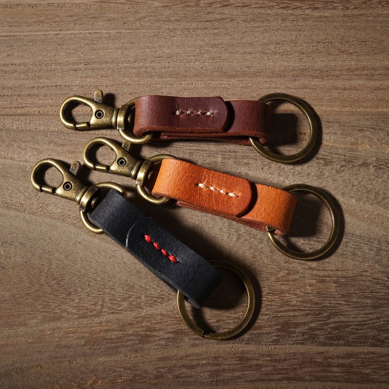 Double hook handmade keychain - Keychains - Genuine Leather Multicolor