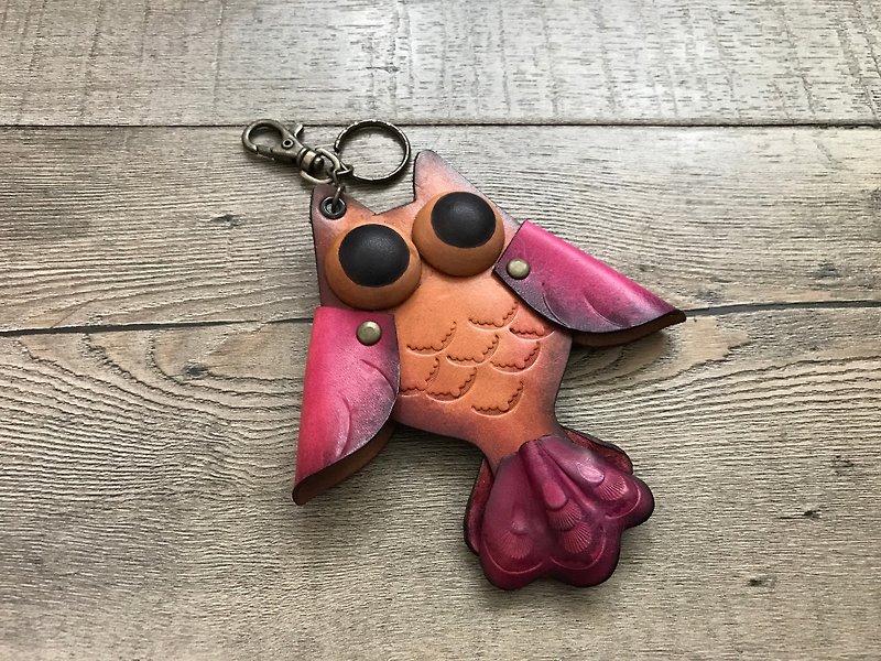 POPO│ chirp owl │ leather plastic. Unique key ring │ leather - Keychains - Genuine Leather Purple