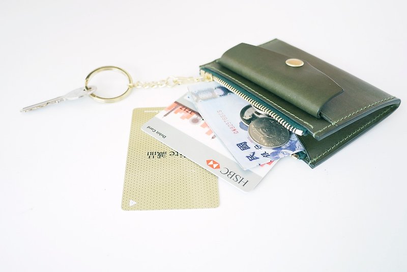 鑰匙圈零錢包 keychain coin purse 修改 For 江小姐 - 長短皮夾/錢包 - 真皮 綠色