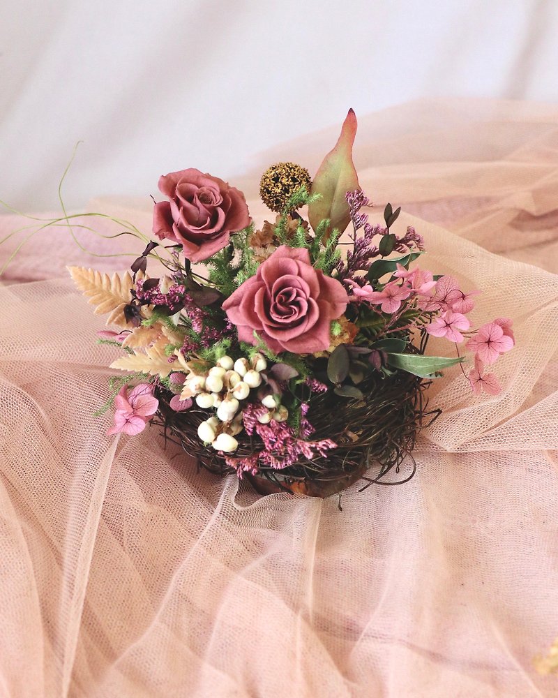 Everlasting dry flower warm heart bird's nest Mother's Day birthday gift warm texture exclusive design - Dried Flowers & Bouquets - Plants & Flowers 