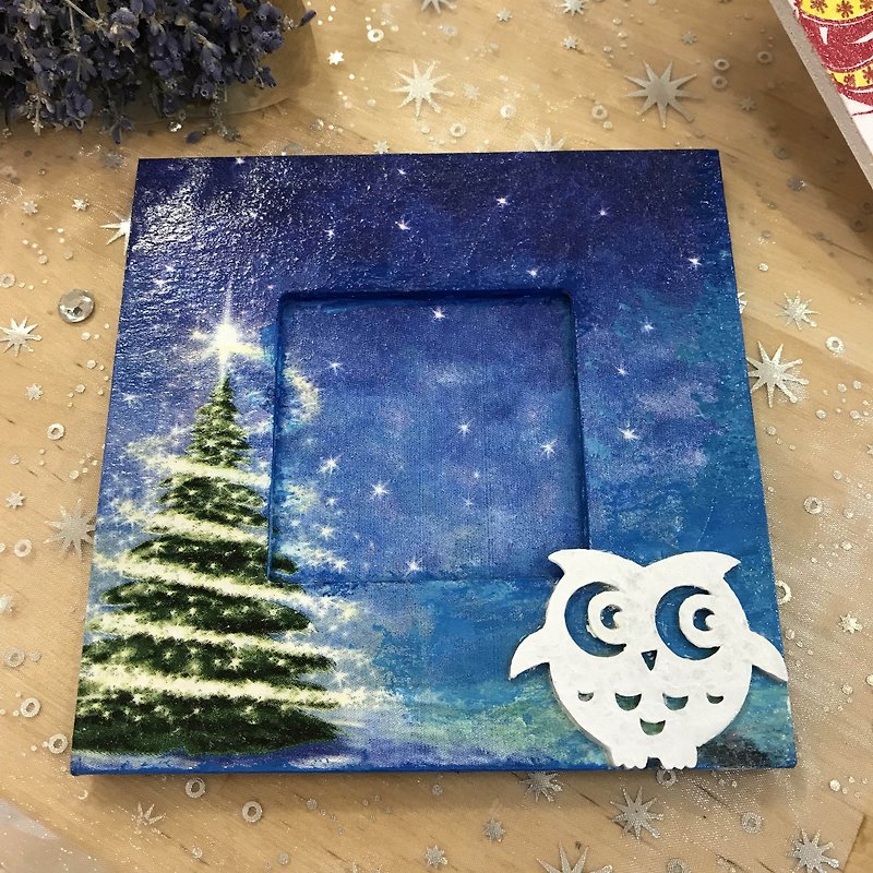 [クリスマス限定]雪のクリスマスフォトフレーム - 置物 - 木製 ブルー