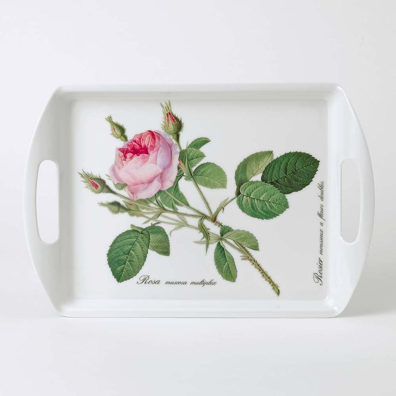 UK RK | Redoute Rose Romantic Light Rose Melamine Tray 34x23cm - เครื่องครัว - พลาสติก 