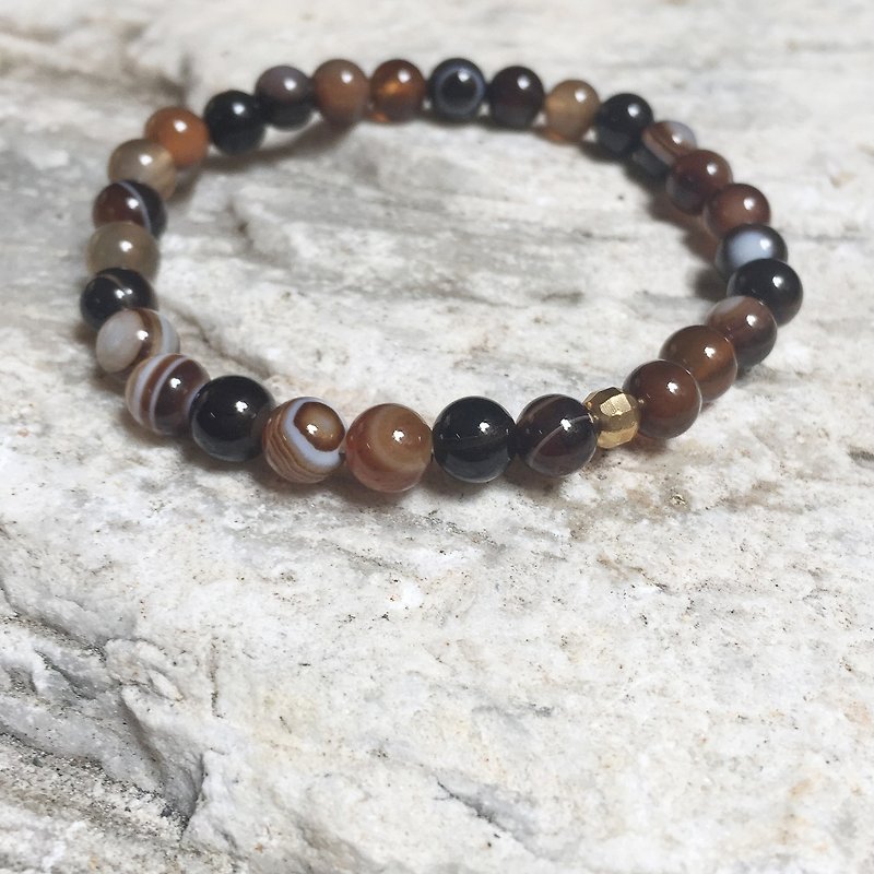 The Crystal of the Earth | Wrapped Brown Agate | Brass | Natural Stone Bracelet - Bracelets - Stone Brown