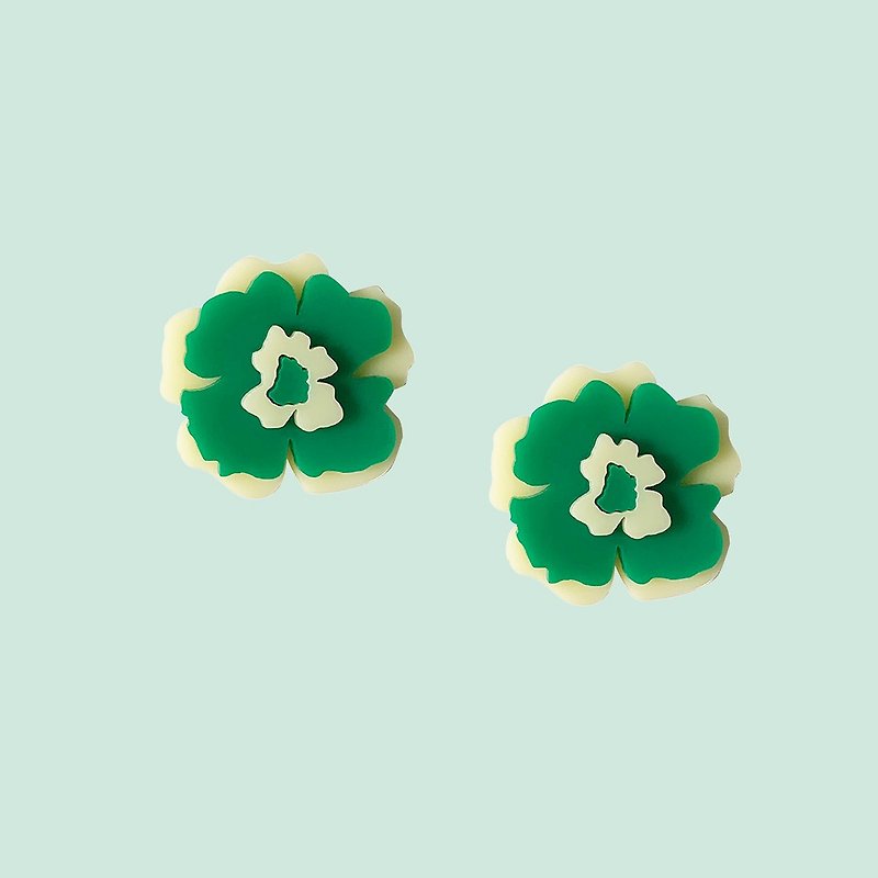 Green Calyx Fairy Plant Flower Earrings Green Contrast Acrylic Earrings/Stud Earrings - Earrings & Clip-ons - Acrylic Green