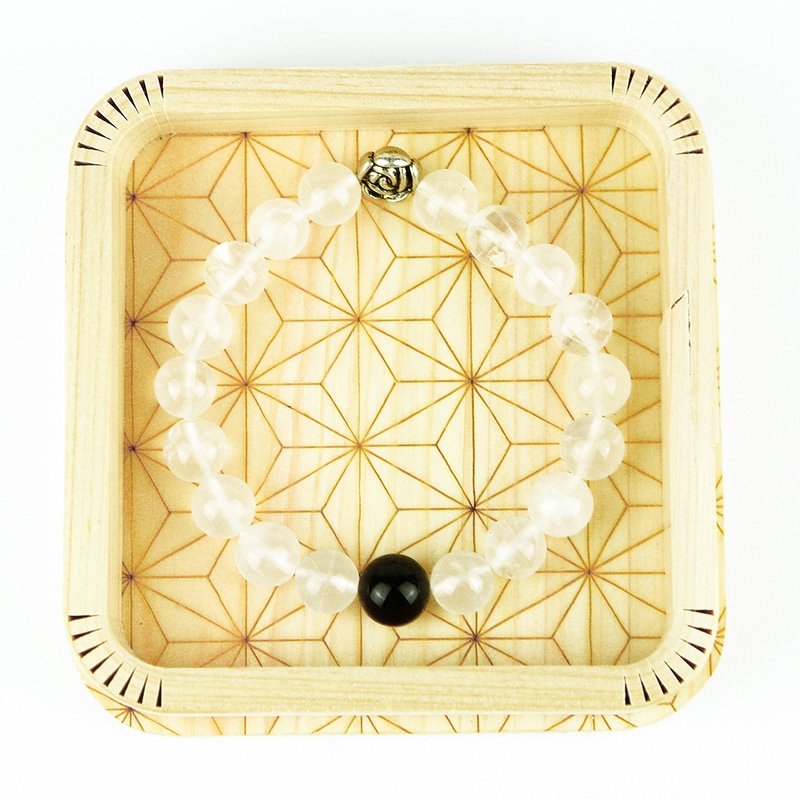 七輪調和手串/黑曜石月光石/天然/水晶手鏈/能量石/原生態102129 - 手鍊/手環 - 水晶 多色