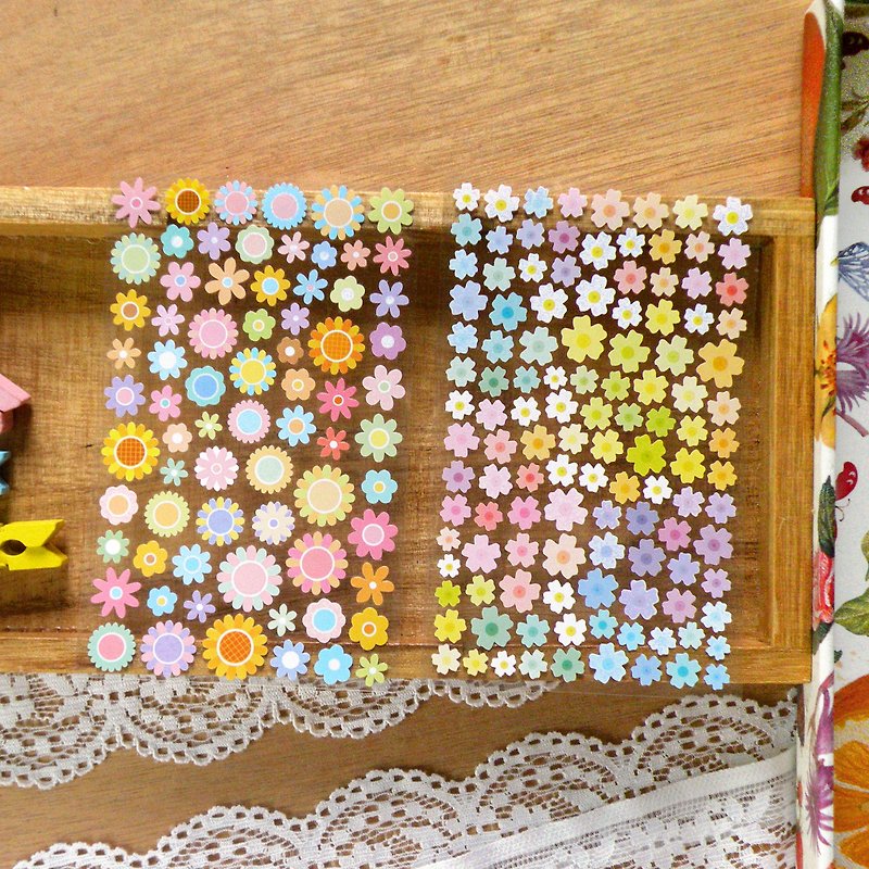 粉彩色 雜錦花朵貼紙 滿天星花貼紙 2張組 - 貼紙 - 其他材質 多色