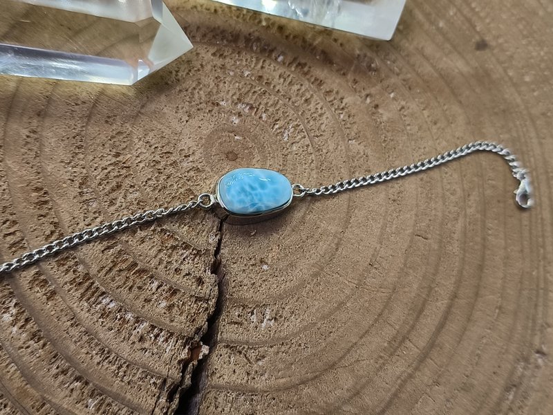 天然海紋石925銀手鏈 Larimar - 手鍊/手環 - 水晶 