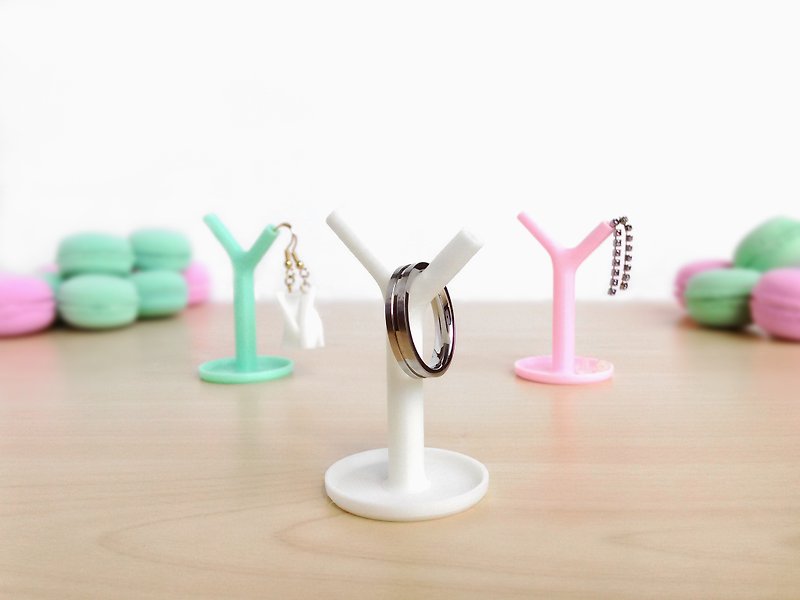Unique mini tree jewelry fashion accessory stand, Kawaii mini tray, Home sweet home decor, 3D printed [same color 2 pieces, 1 set] - Other - Plastic White