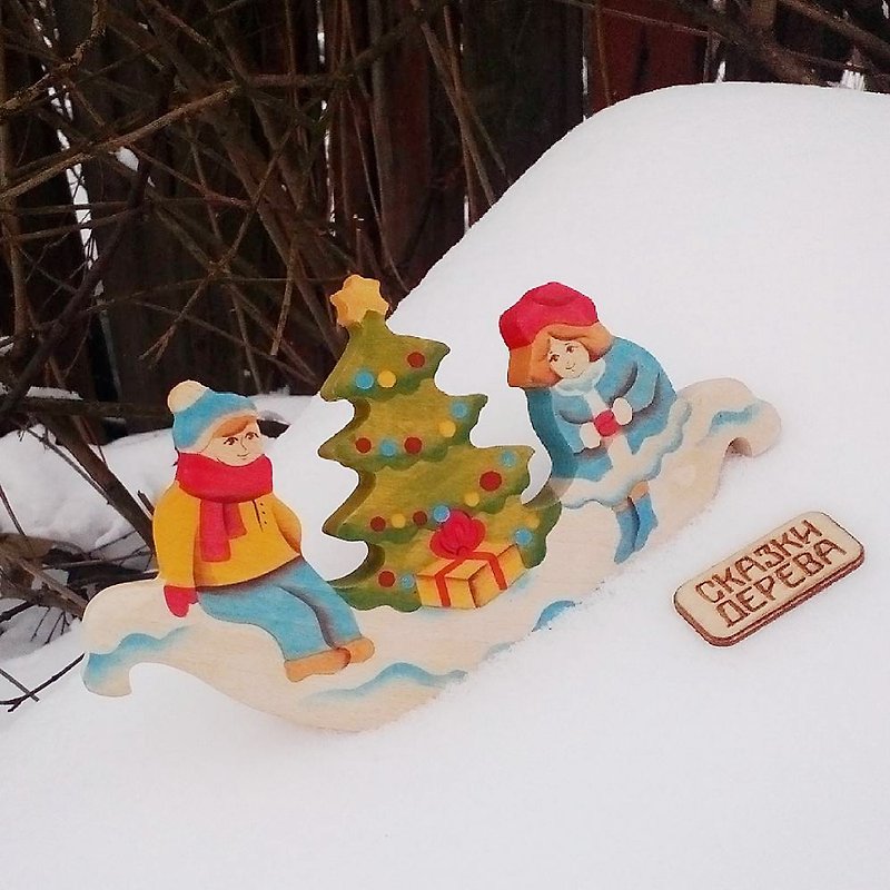 [Selected Gifts] Chunmu Fairy Tale Russian Building Blocks: Kay and Gerda’s Winter - Kids' Toys - Wood Red