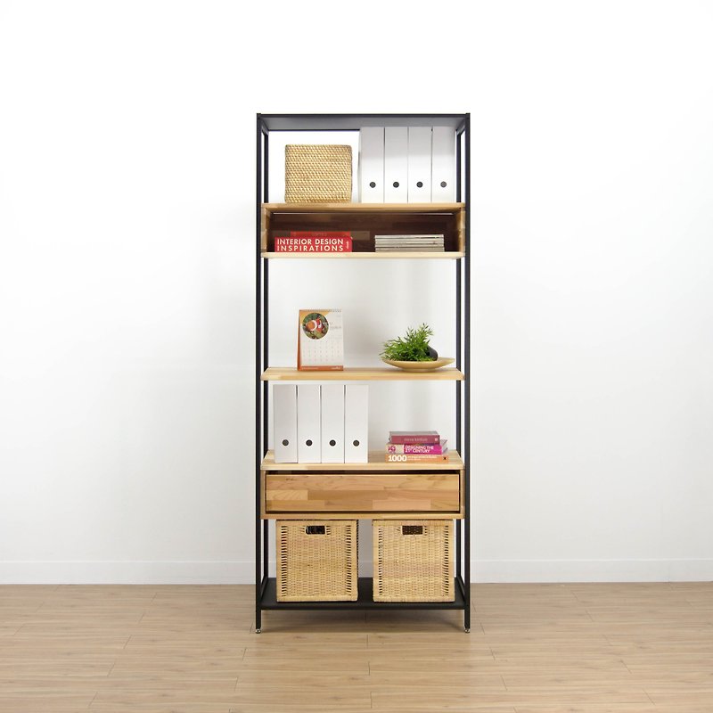 Creesor-Shido 40 industrial style bookcase storage cabinet display cabinet - ชั้นวางหนังสือ - โลหะ สีดำ