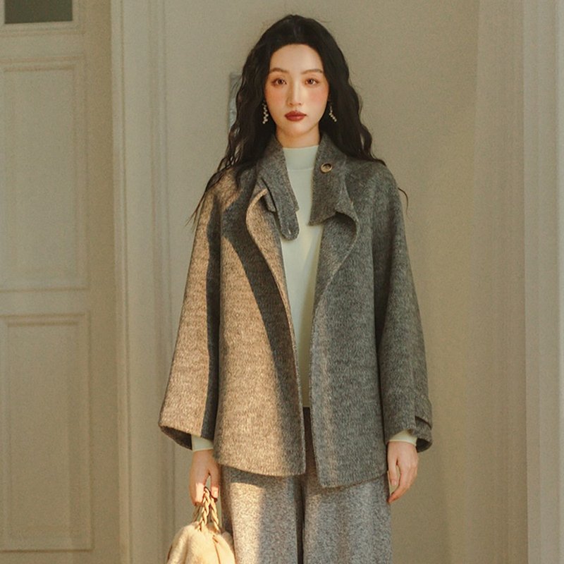 斗篷式山羊絨雙面短外套D3XY5328 - 女大衣/外套 - 其他材質 多色