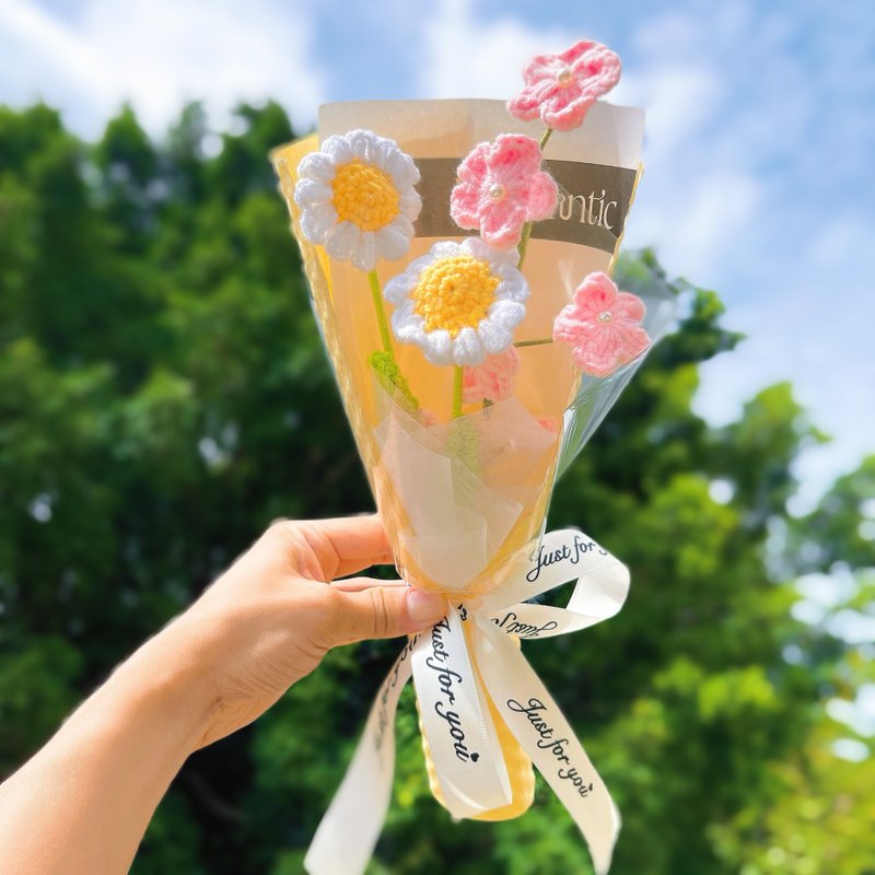 純粹的幸福鉤針雛菊-手工製作的雛菊&勿忘我 - 乾燥花/永生花 - 棉．麻 紫色