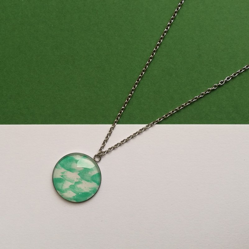 CHEW 'N' GIAM | Hand Painted Necklace [Green Series] - 項鍊 - 紙 綠色