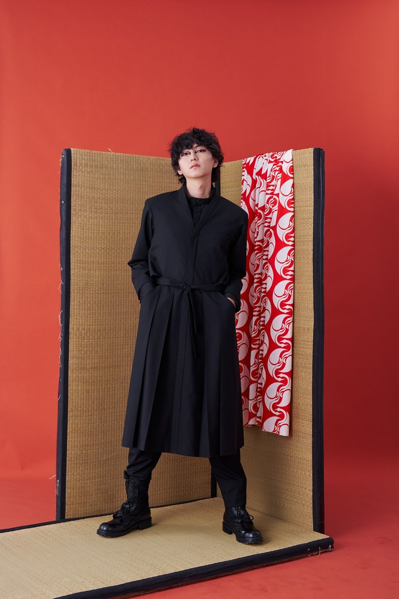 長版西裝/西裝外套/日式和服/解構/24AW-INF - 男夾克/外套 - 聚酯纖維 黑色