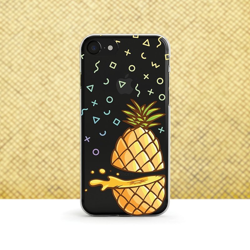 卡通菠蘿- 防摔透明軟殼- iPhone 14 pro, 13至iPhoneSE3,Samsung - 手機殼/手機套 - 塑膠 黃色